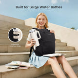 LOVEVOOK Everyday Backpack for Women, Chic Versatile Backpack with Water Bottle Pocket, Lightweight Waterproof Casual Daypack for City Work Commute, College, Travel & Gifts, Black