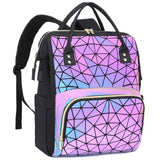 LOVEVOOK Geometric Luminous Laptop Backpack for Women, Holographic Reflective Laptop Bag with USB port, Fashion Purses Travel Bags Vintage Daypacks for Casual, College, Work, Gifts for Women