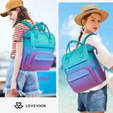 LOVEVOOK Gradient Laptop Backpack for Women,15.6 Inch Work Computer Bakcpack Purse Laptop Bag With Anti - Theft Pocket,Waterproof Carry on Teacher College Backpack for Travel,Green - Red