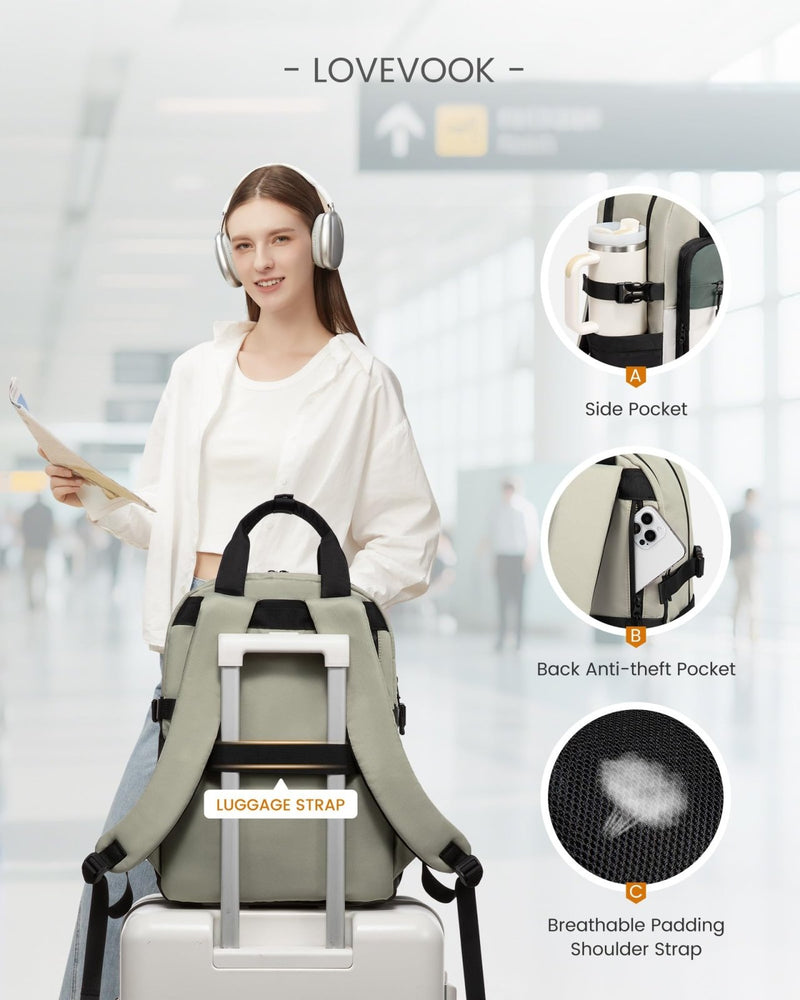 LOVEVOOK Laptop Backpack for Women, 15.6 Inch Computer Backpack Purse, Casual Daypack Carry - On Personal Item Travel Bag, College Bookbook for Teen Girls Students Back to School