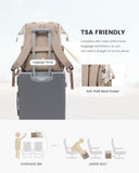 LOVEVOOK Laptop Backpack for Women, 15.6 Inch Work Laptop Bag with USB Port, Fashion Teacher Nurse Backpack Purse, Waterproof Travel Computer Backpack with Organizer Bag, 2PCS, Beige - Khaki
