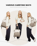LOVEVOOK Laptop Backpack for Women, 15.6 Inch Work Laptop Bag with USB Port, Fashion Teacher Nurse Backpack Purse, Waterproof Travel Computer Backpack with Organizer Bag, 2PCS, Beige - Khaki