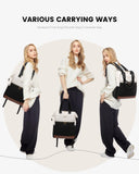 LOVEVOOK Laptop Backpack for Women, 15.6 Inch Work Laptop Bag with USB Port, Fashion Teacher Nurse Backpack Purse, Waterproof Travel Computer Backpack with Organizer Bag, 2PCS, Beige - Black