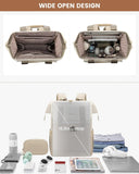 LOVEVOOK Laptop Backpack for Women, 15.6 Inch Work Laptop Bag with USB Port, Fashion Teacher Nurse Backpack Purse, Waterproof Travel Computer Backpack with Organizer Bag, 2PCS, Beige - Khaki