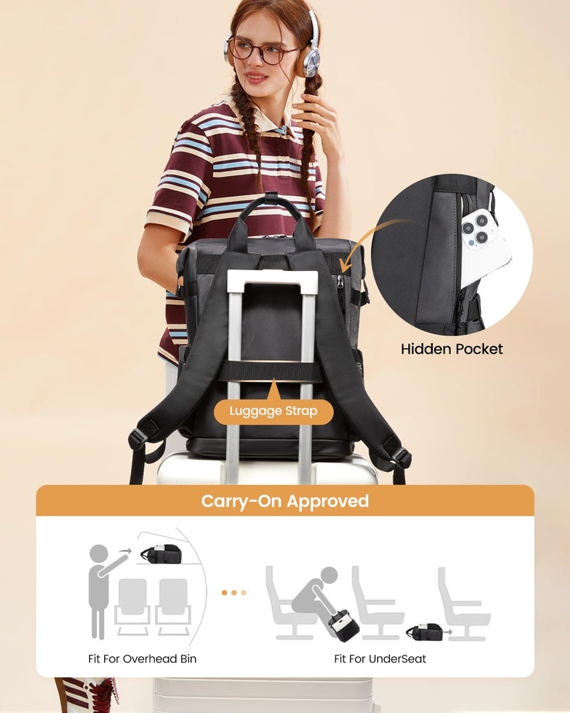 LOVEVOOK Laptop Backpack for Women, 15.6 Inch Work Travel Backpack Purse for School College Bookbag for Teen Girls Cute Computer Backpack for Teacher Nurse Business, Pink - Grey