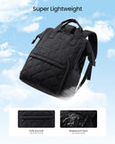 LOVEVOOK Laptop Backpack for Women, 15.6 inch Work Travel Backpack Purse, Puffer Quilted Laptop Backpack Casual Daypack for Nurse Teacher，Black