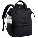 LOVEVOOK Laptop Backpack for Women, 15.6 inch Work Travel Backpack Purse, Puffer Quilted Laptop Backpack Casual Daypack for Nurse Teacher，Black