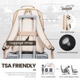 LOVEVOOK Laptop Backpack for Women 15.6 inch,Cute Womens Travel Backpack Purse,Professional Laptop Computer Bag,Waterproof Work Business College Teacher Bags Carry on Backpack with USB Port,Off - white