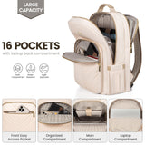 LOVEVOOK Laptop Backpack for Women 15.6 inch,Cute Womens Travel Backpack Purse,Professional Laptop Computer Bag,Waterproof Work Business College Teacher Bags Carry on Backpack with USB Port,Off - white