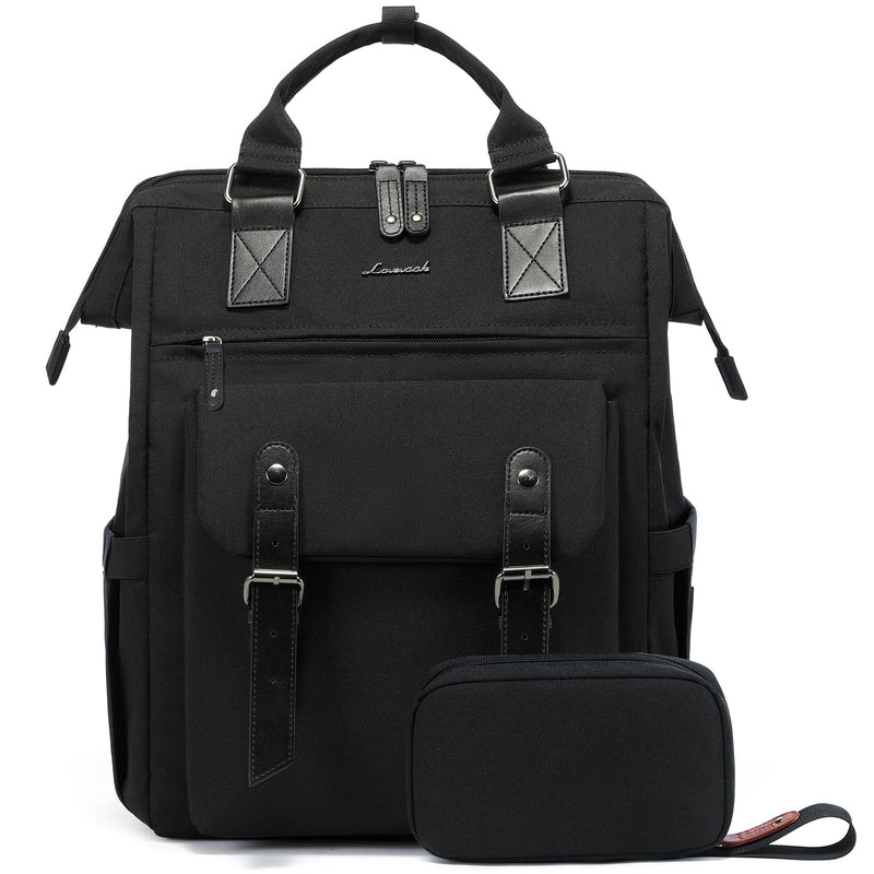 LOVEVOOK Laptop Backpack for Women, College School Backpack Student Bookbag, Teacher Work Bags Travel Backpack Purse, Business Computer Bag Commuter Nurse Bags, 15.6 Inch, Black