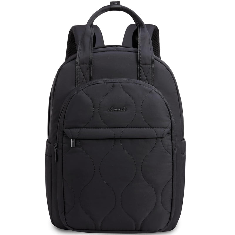 LOVEVOOK Laptop Backpack for Women, College Travel Backpack Puffer Womens Backpack for 15.6 Inch Laptop, Computer Water - Resistant Quilted Casual Daypack, Black