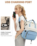 LOVEVOOK Laptop Backpack for Women Fashion Business Computer Backpacks Travel Bags Purse Doctor Nurse Work Backpack with USB Port, Fits 15.6 - Inch Laptop Beige - Light Blue