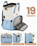 LOVEVOOK Laptop Backpack for Women Fashion Business Computer Backpacks Travel Bags Purse Doctor Nurse Work Backpack with USB Port, Fits 15.6 - Inch Laptop Beige - Light Blue