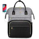 LOVEVOOK Laptop Backpack for Women Fashion Business Computer Backpacks Travel Bags Purse Doctor Nurse Work Backpack with USB Port, Fits 17-Inch Laptop Grey Black