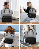 LOVEVOOK Laptop Backpack for Women, Fashion Computer Backpacks Purse, School Student Bookbag for Girl, Business Travel Bags, Doctor Nurse Backpack for Work, Fits 15.6 - Inch Laptop, Grey Black
