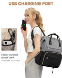 LOVEVOOK Laptop Backpack for Women, Fashion Computer Backpacks Purse, School Student Bookbag for Girl, Business Travel Bags, Doctor Nurse Backpack for Work, Fits 15.6 - Inch Laptop, Grey Black