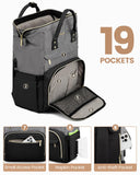 LOVEVOOK Laptop Backpack for Women, Fashion Computer Backpacks Purse, School Student Bookbag for Girl, Business Travel Bags, Doctor Nurse Backpack for Work, Fits 15.6 - Inch Laptop, Grey Black