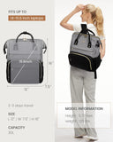 LOVEVOOK Laptop Backpack for Women, Fashion Computer Backpacks Purse, School Student Bookbag for Girl, Business Travel Bags, Doctor Nurse Backpack for Work, Fits 15.6 - Inch Laptop, Grey Black