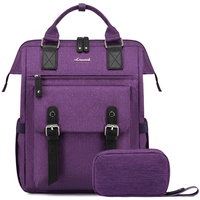 LOVEVOOK Laptop Backpack for Women Teacher Doctor Nurse Bags Work Backpack Purse Business Computer Bag, College Daypack, Anti - theft Travel Backpack with USB Charging Port, Dark Purple