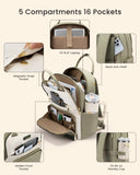 LOVEVOOK Laptop Backpack for Women with Giant Tumbler Holder Pocket, 15.6 inch Travel Work Backpack Purse for Teacher Nurse, Waterproof College Book Bag Cute Casual Daypack, Beige - Green