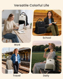 LOVEVOOK Laptop Backpack for Women with Giant Tumbler Holder Pocket, 15.6 inch Travel Work Backpack Purse for Teacher Nurse, Waterproof College Book Bag Cute Casual Daypack, Beige - Black - Brown