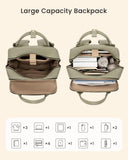 LOVEVOOK Laptop Backpack for Women with Giant Tumbler Holder Pocket, 15.6 inch Travel Work Backpack Purse for Teacher Nurse, Waterproof College Book Bag Cute Casual Daypack, Beige - Green