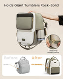 LOVEVOOK Laptop Backpack for Women with Giant Tumbler Holder Pocket, 15.6 inch Travel Work Backpack Purse for Teacher Nurse, Waterproof College Book Bag Cute Casual Daypack, Beige - Green