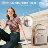 LOVEVOOK Laptop Backpack for Women with Giant Tumbler Holder Pocket,15.6 Inch Puffer Travel College Work Backpack Purse for Teacher Nurse,Waterproof Laptop Bag Computer Back Pack Daypack,White - Khaki
