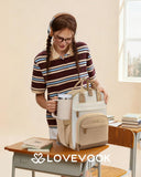 LOVEVOOK Laptop Backpack for Women with Giant Tumbler Holder Pocket,15.6 inch School College Bookbag Nurse Teacher Backpack,Work Travel Backpack Purse Laptop Computer Bag,Beige - Off - white - Earthy yellow