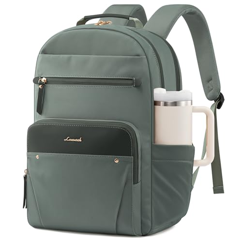 LOVEVOOK Laptop Backpack for Women with Leather Trim & Tumbler Pockets, 15.6" Work Backpack Purse, Travel Personal Item Bag, Carry On | Backpacks4Less