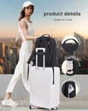 LOVEVOOK Laptop Backpack for Women with Leather Trim & Tumbler Pockets, 15.6" Work Backpack Purse, Travel Personal Item Bag, Carry On Business Computer Bag for Office, School, or Gift, Black