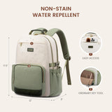 LOVEVOOK Laptop Backpack for Women with Pouch Pocket for Large Capacity Cup,15.6 Inch Laptop Computer Bag Travel Backpack Purse,Waterproof Work College Teacher Bags,White - Bean Green - Dark Olive Green