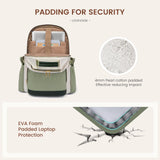 LOVEVOOK Laptop Backpack for Women with Pouch Pocket for Large Capacity Cup,15.6 Inch Laptop Computer Bag Travel Backpack Purse,Waterproof Work College Teacher Bags,White - Bean Green - Dark Olive Green