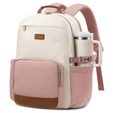 LOVEVOOK Laptop Backpack for Women with Pouch Pocket for Large Capacity Cup,15.6 Inch Teacher Nurse College Work Backpack Purse,Waterproof Laptop Bag Computer Back Pack for Travel, Beige - Pink - Brown