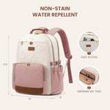 LOVEVOOK Laptop Backpack for Women with Pouch Pocket for Large Capacity Cup,15.6 Inch Teacher Nurse College Work Backpack Purse,Waterproof Laptop Bag Computer Back Pack for Travel, Beige - Pink - Brown