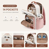 LOVEVOOK Laptop Backpack for Women with Pouch Pocket for Large Capacity Cup,15.6 Inch Teacher Nurse College Work Backpack Purse,Waterproof Laptop Bag Computer Back Pack for Travel, Beige - Pink - Brown