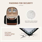LOVEVOOK Laptop Backpack for Women with Pouch Pocket for Large Capacity Cup,17 Inch Laptop Computer Bag Travel Backpack Purse,Waterproof Work Business Backpack College Teacher Bags,Beige - Black - Brown