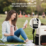 LOVEVOOK Laptop Backpack for Women with Pouch Pocket for Large Capacity Cup,17 Inch Laptop Computer Bag Travel Backpack Purse,Waterproof Work Business Backpack College Teacher Bags,Beige - Black - Brown