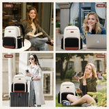 LOVEVOOK Laptop Backpack for Women with Pouch Pocket for Large Capacity Cup,17 Inch Laptop Computer Bag Travel Backpack Purse,Waterproof Work Business Backpack College Teacher Bags,Beige - Black - Brown