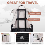 LOVEVOOK Laptop Backpack for Women,15.6 Inch Professional Womens Travel Backpack Purse Computer Laptop Bag Nurse Teacher Backpack,Waterproof College Work Bag Carry on Back Pack with USB Port,Off - white