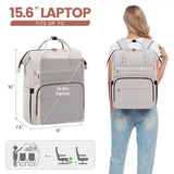 LOVEVOOK Laptop Backpack for Women,15.6 Inch Professional Womens Travel Backpack Purse Computer Laptop Bag Nurse Teacher Backpack,Waterproof College Work Bag Carry on Back Pack with USB Port,Off - white