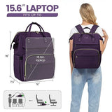LOVEVOOK Laptop Backpack for Women,15.6 Inch Professional Womens Travel Backpack Purse Computer Laptop Bag Nurse Teacher Backpack,Waterproof Work Bags Carry on Back Pack with USB Port,Dark Purple