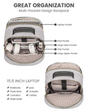 LOVEVOOK Laptop Backpack Purse for Women, Work Travel Computer Bags, College School Backpack for Student Girl, Quilted Casual Daypack with USB Port, Fit 15.6 Inch Laptop, Grey