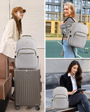 LOVEVOOK Laptop Backpack Purse for Women, Work Travel Computer Bags, College School Backpack for Student Girl, Quilted Casual Daypack with USB Port, Fit 15.6 Inch Laptop, Grey
