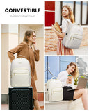 LOVEVOOK Laptop Backpack Purse for Women, Work Travel Computer Bags, College School Backpack for Student Girl, Quilted Casual Daypack with USB Port, Fit 15.6 Inch Laptop, Beige White