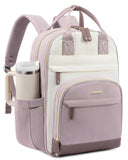 LOVEVOOK Laptop Backpack Women with Giant Tumbler Holder Pocket,15.6 inch School College Book Bag Nurse Teacher Backpack,Work Travel Backpack Laptop Computer Bag,Light purple-Off-white-Pinkish purple