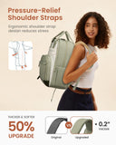 LOVEVOOK Laptop Backpack Women with Giant Tumbler Holder Pocket,15.6 inch School College Book Bag Nurse Teacher Backpack,Work Travel Backpack Laptop Computer Bag,Light purple - Off - white - Pinkish purple