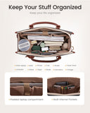 LOVEVOOK Laptop Bag for Women 15.6 Inch, Waterproof Leather Tote Purse with Cup Holder & Elegant Clutch, Multi Pocket Large Capacity Work Briefcase for Office Travel, Black - Beige - Brown