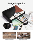 LOVEVOOK Laptop Bag for Women,15.6 Inch Work Teacher Bags Leather Tote Bag Briefcase Waterproof Computer Bag for Women，Black