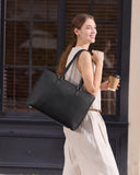 LOVEVOOK Laptop Bag for Women,15.6 Inch Work Teacher Bags Leather Tote Bag Briefcase Waterproof Computer Bag for Women，Black